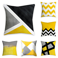 Set of 6 Polyester Pillow Cover,  Geometric Pattern Graphic Prints Simple Classic Square Traditional Classic Throw Pillow miniinthebox