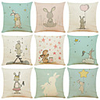 Set of 9 Cute Rabbit Linen Square Decorative Throw Pillow Cases Sofa Cushion Covers 18x18