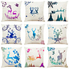 Set of 9 Elk Creative Christmas Linen Square Decorative Throw Pillow Cases Sofa Cushion Covers 18x18