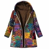 sfe women coats fall vintage print plush lined faux fur neck hoodd cardigans long sleeve thickened jacket with pocket miniinthebox