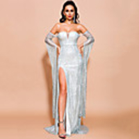 Sheath / Column Beautiful Back Sexy Prom Formal Evening Dress Off Shoulder Long Sleeve Sweep / Brush Train Spandex with Split 2020