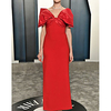 Sheath / Column Celebrity Style Elegant Prom Formal Evening Dress V Neck Half Sleeve Floor Length Spandex Taffeta with Bow(s) Split 2020