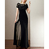 Sheath / Column Elegant Beautiful Back Wedding Guest Formal Evening Dress Illusion Neck Short Sleeve Floor Length Chiffon with Beading 2020
