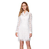 Sheath / Column Elegant Minimalist Party Wear Cocktail Party Dress High Neck Long Sleeve Short / Mini Lace with Buttons 2020