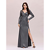 Sheath / Column Elegant Minimalist Party Wear Formal Evening Dress V Neck Long Sleeve Floor Length Jersey with Sleek 2020