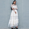 Sheath / Column Elegant Minimalist Party Wear Prom Dress Illusion Neck Long Sleeve Ankle Length Lace with Pleats 2020