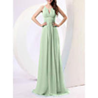 Sheath / Column Elegant Minimalist Prom Formal Evening Dress Spaghetti Strap Sleeveless Sweep / Brush Train Chiffon with Sleek Ruched 2020