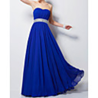 Sheath / Column Elegant Minimalist Wedding Guest Formal Evening Dress Strapless Sleeveless Floor Length Chiffon with Sash / Ribbon 2020