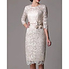 Sheath / Column Elegant Vintage Engagement Cocktail Party Dress Jewel Neck Half Sleeve Knee Length Lace with Bow(s) Lace Insert 2020