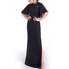 Sheath / Column Empire Elegant Wedding Guest Formal Evening Dress High Neck Half Sleeve Floor Length Chiffon with Split 2020