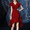 Sheath / Column Flirty Minimalist Homecoming Cocktail Party Dress V Neck Short Sleeve Asymmetrical Spandex with Sleek Ruffles 2020