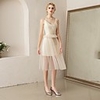 Sheath / Column Flirty Sexy Party Wear Cocktail Party Dress V Neck Sleeveless Knee Length Tulle with Tier 2020