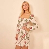 Sheath / Column Floral Boho Holiday Party Wear Dress Scoop Neck Long Sleeve Short / Mini Spandex with Bow(s) Pattern / Print 2020