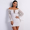 Sheath / Column Floral Sexy Party Wear Cocktail Party Dress Off Shoulder Long Sleeve Short / Mini Lace with Appliques 2020