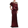 Sheath / Column Glittering Minimalist Wedding Guest Formal Evening Dress Illusion Neck Short Sleeve Sweep / Brush Train Sequined with Sequin Ruffles 2020