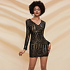 Sheath / Column Glittering Sexy Party Wear Cocktail Party Dress V Neck Long Sleeve Short / Mini Spandex Sequined with Sequin 2020