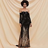 Sheath / Column Glittering Sexy Prom Formal Evening Dress Off Shoulder Long Sleeve Sweep / Brush Train Sequined with Sequin 2020