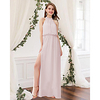 Sheath / Column High Neck Floor Length Chiffon Bridesmaid Dress with Pleats / Split Front miniinthebox