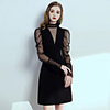 Sheath / Column Hot Little Black Dress Homecoming Cocktail Party Dress High Neck Long Sleeve Short / Mini Spandex with Sleek 2020