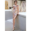 Sheath / Column Hot Sparkle Party Wear Prom Dress V Neck Sleeveless Knee Length Satin Sequined with Sequin Tassel 2020