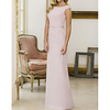 Sheath / Column Jewel Neck Floor Length Chiffon Bridesmaid Dress with