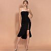 Sheath / Column Little Black Dress bodycon Party Wear Cocktail Party Dress Strapless Sleeveless Asymmetrical Spandex with Ruffles Split 2020