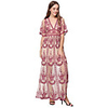 Sheath / Column Maxi Boho Holiday Party Wear Dress V Neck Short Sleeve Ankle Length Lace with Pattern / Print 2020