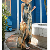 Sheath / Column Maxi Floral Holiday Party Wear Dress Halter Neck Sleeveless Floor Length Jersey with Pattern / Print 2020