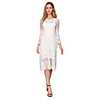 Sheath / Column Minimalist Boho Holiday Party Wear Dress Illusion Neck 3/4 Length Sleeve Tea Length Lace with Lace Insert 2020