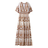 Sheath / Column Minimalist Boho Holiday Party Wear Dress V Neck Short Sleeve Floor Length Lace with Pattern / Print 2020