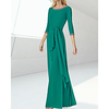Sheath / Column Minimalist Elegant Engagement Formal Evening Dress Jewel Neck 3/4 Length Sleeve Floor Length Silk with Sash / Ribbon 2020
