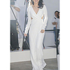 Sheath / Column Minimalist Elegant Wedding Guest Formal Evening Dress V Neck Long Sleeve Floor Length Chiffon with Criss Cross 2020 miniinthebox