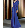 Sheath / Column Minimalist Elegant Wedding Guest Formal Evening Dress V Neck Long Sleeve Floor Length Chiffon with Sash / Ribbon 2020