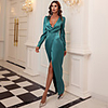 Sheath / Column Minimalist Sexy Prom Formal Evening Dress V Neck Long Sleeve Ankle Length Spandex with Split 2020