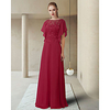 Sheath / Column Mother of the Bride Dress Elegant Jewel Neck Floor Length Chiffon Lace Half Sleeve with Appliques 2020