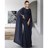 Sheath / Column Mother of the Bride Dress Elegant Jewel Neck Floor Length Chiffon Long Sleeve with Sash / Ribbon Appliques 2020