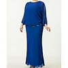 Sheath / Column Mother of the Bride Dress Elegant Jewel Neck Floor Length Chiffon Sequined 3/4 Length Sleeve with Ruffles 2020
