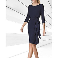 Sheath / Column Mother of the Bride Dress Elegant Jewel Neck Knee Length Chiffon Half Sleeve with Sash / Ribbon 2020