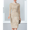 Sheath / Column Mother of the Bride Dress Elegant Jewel Neck Knee Length Lace Satin 3/4 Length Sleeve with Lace Appliques 2020