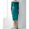 Sheath / Column Mother of the Bride Dress Elegant Off Shoulder Knee Length Taffeta 3/4 Length Sleeve with Ruching 2020