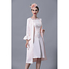Sheath / Column Mother of the Bride Dress Elegant Plus Size Jewel Neck Knee Length Polyester Short Sleeve with Lace 2020 Mother of the groom dresses