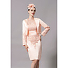 Sheath / Column Mother of the Bride Dress Elegant Plus Size Strapless Short / Mini Polyester Long Sleeve with Lace 2020