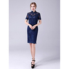 Sheath / Column Mother of the Bride Dress Elegant Sweet High Neck Knee Length Lace Short Sleeve with Sash / Ribbon Beading Appliques 2021 miniinthebox