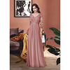 Sheath / Column Mother of the Bride Dress Elegant V Neck Floor Length Chiffon Lace 3/4 Length Sleeve with Pleats Appliques Crystal Brooch 2020