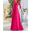Sheath / Column Mother of the Bride Dress Elegant V Neck Floor Length Chiffon Lace Half Sleeve with Sash / Ribbon Pleats 2020