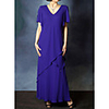 Sheath / Column Mother of the Bride Dress Elegant V Neck Floor Length Chiffon Short Sleeve with Ruffles 2020
