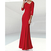 Sheath / Column Mother of the Bride Dress Elegant V Neck Floor Length Stretch Fabric Half Sleeve with Ruching 2020