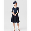 Sheath / Column Mother of the Bride Dress Elegant V Neck Knee Length Chiffon Sheer Lace Half Sleeve with Lace 2020