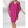 Sheath / Column Mother of the Bride Dress Elegant V Neck Knee Length Chiffon Sleeveless with Flower 2020