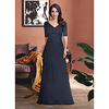 Sheath / Column Mother of the Bride Dress Elegant V Neck Sweep / Brush Train Chiffon Lace Half Sleeve with Appliques Ruching 2020